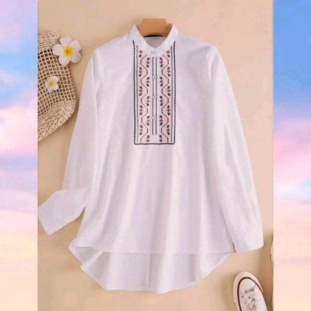 China Linen Kurti With Embroidery For Women E- 96